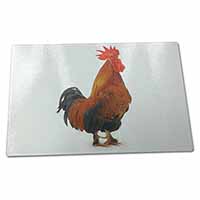 Large Glass Cutting Chopping Board Morning Call Cockerel