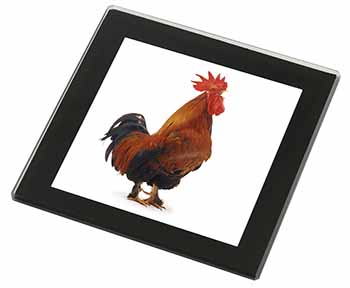 Morning Call Cockerel Black Rim High Quality Glass Coaster