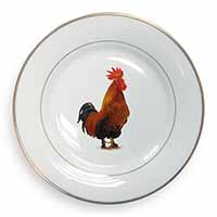 Morning Call Cockerel Gold Rim Plate Printed Full Colour in Gift Box