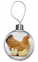 Hen with Baby Chicks Christmas Bauble