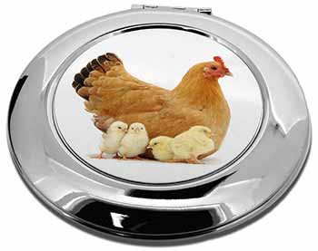 Hen with Baby Chicks Make-Up Round Compact Mirror