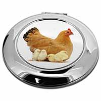 Hen with Baby Chicks Make-Up Round Compact Mirror