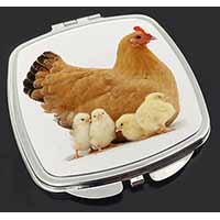 Hen with Baby Chicks Make-Up Compact Mirror