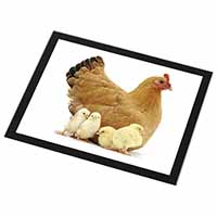 Hen with Baby Chicks Black Rim High Quality Glass Placemat