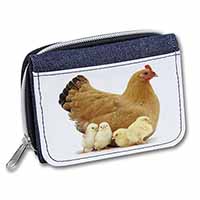 Hen with Baby Chicks Unisex Denim Purse Wallet