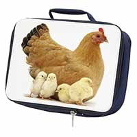 Hen with Baby Chicks Navy Insulated School Lunch Box/Picnic Bag