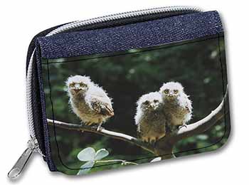 Baby Owls on Branch Unisex Denim Purse Wallet