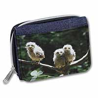 Baby Owls on Branch Unisex Denim Purse Wallet