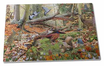 Large Glass Cutting Chopping Board Forest Wildlife Animals