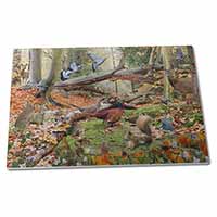 Large Glass Cutting Chopping Board Forest Wildlife Animals