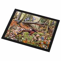 Forest Wildlife Animals Black Rim High Quality Glass Placemat