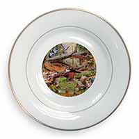 Forest Wildlife Animals Gold Rim Plate Printed Full Colour in Gift Box