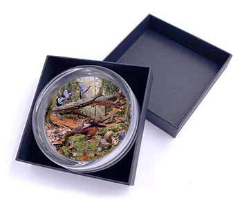 Forest Wildlife Animals Glass Paperweight in Gift Box