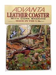 Forest Wildlife Animals Single Leather Photo Coaster