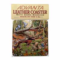 Forest Wildlife Animals Single Leather Photo Coaster