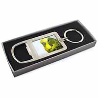 Yellow Budgerigar, Budgie Chrome Metal Bottle Opener Keyring in Box