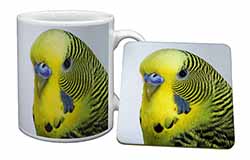 Yellow Budgerigar, Budgie Mug and Coaster Set