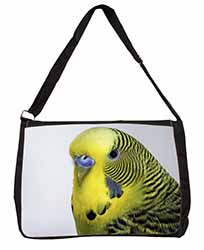 Yellow Budgerigar, Budgie Large Black Laptop Shoulder Bag School/College