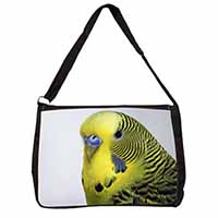 Yellow Budgerigar, Budgie Large Black Laptop Shoulder Bag School/College