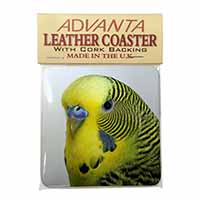 Yellow Budgerigar, Budgie Single Leather Photo Coaster