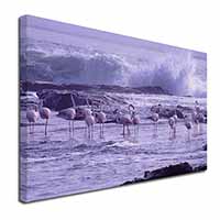 Pink Flamingo on Sea Shore Canvas X-Large 30"x20" Wall Art Print