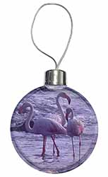 Pink Flamingo on Sea Shore Christmas Bauble