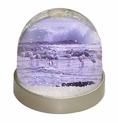 Pink Flamingo on Sea Shore Snow Globe Photo Waterball