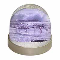 Pink Flamingo on Sea Shore Snow Globe Photo Waterball