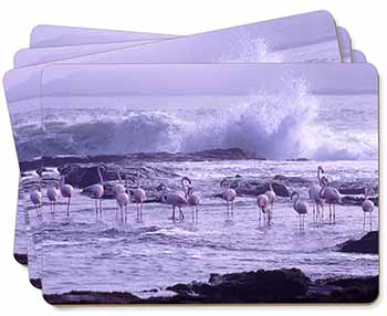 Pink Flamingo on Sea Shore Picture Placemats in Gift Box