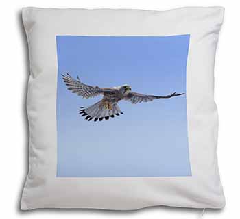 Flying Kestrel Bird of Prey Soft White Velvet Feel Scatter Cushion