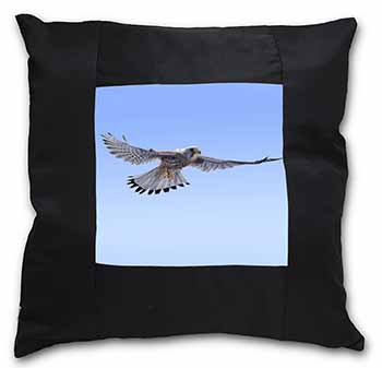 Flying Kestrel Bird of Prey Black Satin Feel Scatter Cushion
