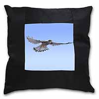 Flying Kestrel Bird of Prey Black Satin Feel Scatter Cushion