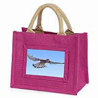 Flying Kestrel Bird of Prey Little Girls Small Pink Jute Shopping Bag