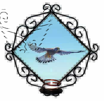 Flying Kestrel Bird of Prey Wrought Iron Wall Art Candle Holder
