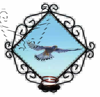 Flying Kestrel Bird of Prey Wrought Iron Wall Art Candle Holder