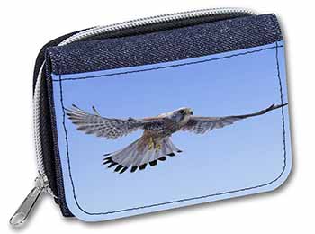 Flying Kestrel Bird of Prey Unisex Denim Purse Wallet