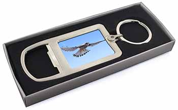 Flying Kestrel Bird of Prey Chrome Metal Bottle Opener Keyring in Box