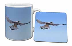 Flying Kestrel Bird of Prey Mug and Coaster Set