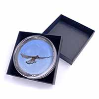 Flying Kestrel Bird of Prey Glass Paperweight in Gift Box