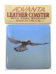 Flying Kestrel Bird of Prey Single Leather Photo Coaster