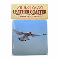 Flying Kestrel Bird of Prey Single Leather Photo Coaster