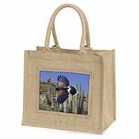 Flying Harris Hawk Bird of Prey Natural/Beige Jute Large Shopping Bag