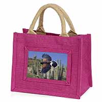 Flying Harris Hawk Bird of Prey Little Girls Small Pink Jute Shopping Bag