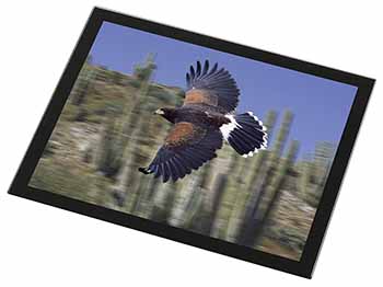 Flying Harris Hawk Bird of Prey Black Rim High Quality Glass Placemat