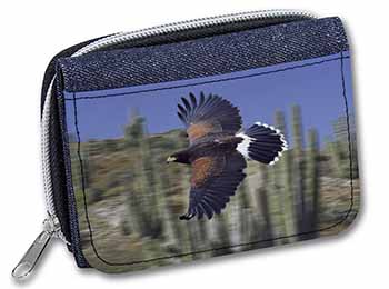 Flying Harris Hawk Bird of Prey Unisex Denim Purse Wallet