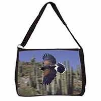 Flying Harris Hawk Bird of Prey Large Black Laptop Shoulder Bag School/College