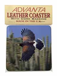 Flying Harris Hawk Bird of Prey Single Leather Photo Coaster