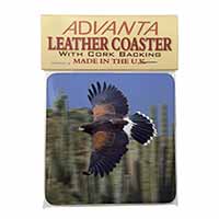 Flying Harris Hawk Bird of Prey Single Leather Photo Coaster