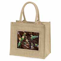 Lovebirds, Pretty Love Birds Natural/Beige Jute Large Shopping Bag