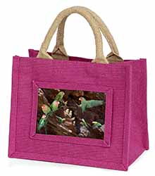 Lovebirds, Pretty Love Birds Little Girls Small Pink Jute Shopping Bag